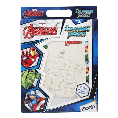 Image of SKOODLE Colouring Frames | DIY Colouring & Painting Art Kit for Kids | 6 Colouring Sheets, 12 Colour Sticks & 6 Hanging Strings