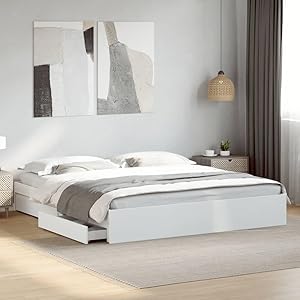 vidaXL Estructura Cama con cajones Madera ingeniería Blanca 180x200 cm
