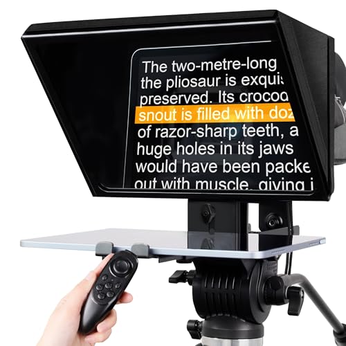 GEIMRSY i2/12-inch All-Metal teleprompter, Lift The teleprompter and Remote Control, Using Tempered Optical Glass, Compatible with a Variety of Devices for a Variety of scenarios.