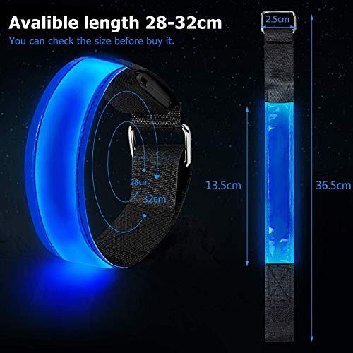 lanpard Led Armband Aufladbar, 2 STK Leuchtarmband USB Reflektorband Reflective Band Led Armbänder Leuchtband Kinder Reflektorbänder für Joggen Laufen Sport (Blau)