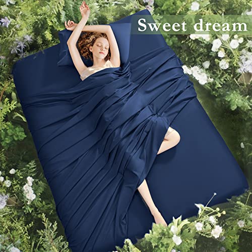 Lbro2M 100% Egyptian Cotton 1000 Thread Count California King Size Sheets Set,Bed Sheet 4 Piece Sets,16 Inches Deep Pocket,Bedding Super Soft Breathable,Sateen Weave Long Staple,All Season,Navy Blue #TOP2