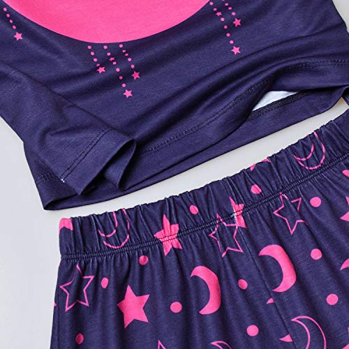 Jxstar Summer Pajamas For Big Girl Size 10 11 Cat Pj Set Sleep Shirt Clothes Navy Blue #TOP4