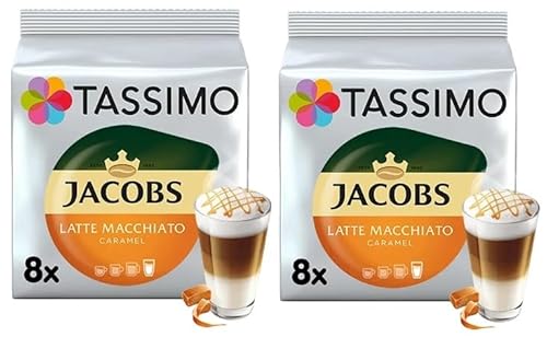 Tassimo Jacobs Latte Macchiato Caramel Coffee Pods x8 – Pack of 2 (Total 16 Pods)