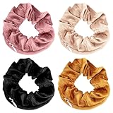 Framendino, 4 Pack Hair Scrunchies with Zipper Pocket Velvet Hidden Ties for Women Colors