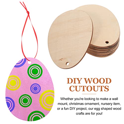 FOMIYES 60mm Oval Wooden Pieces Egg Shaped Unfinished Christmas Wooden Tags Embellishments Round Wood Discs Cutouts Dangle Earring Blanks Wooden Circles With Holes for DIY Gift Jewelry Making 10PCS - Image 3