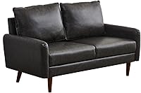 Vista 18 de INSTORY Sofá de cuero Sofá moderno con patas de madera para sala de estar Oficina - Gris oscuro