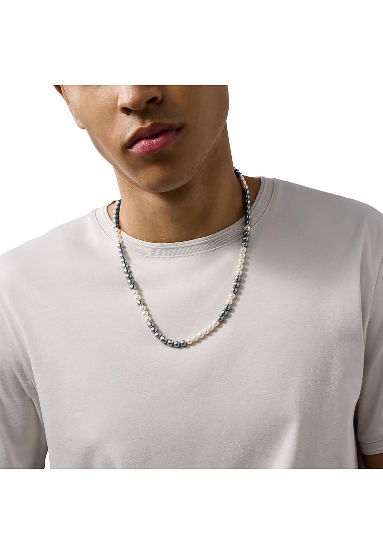 Emporio Armani Collana da uomo con perline e chiusura a moschettone