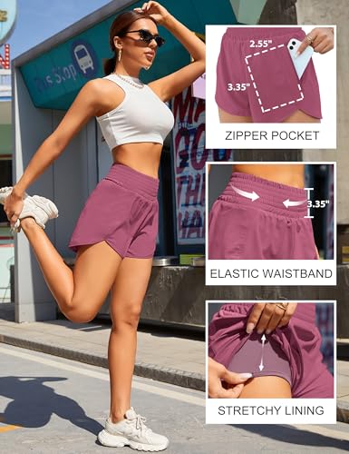 Image of BMJL Women's Athletic Shorts High Waisted Running Shorts Pocket Sporty Shorts Gym Elastic Workout Shorts