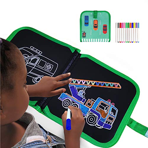 CALMSEN Portable Kids Drawing Pad, Erasable Toddler Art Supplies with 12 Colored Erasable Pens, Kids Art Supplies, Crafts Kits for Kids, Birthday Gift for Girls Boys Ages 3, 4, 5, 6, 7, 8 - 8.5