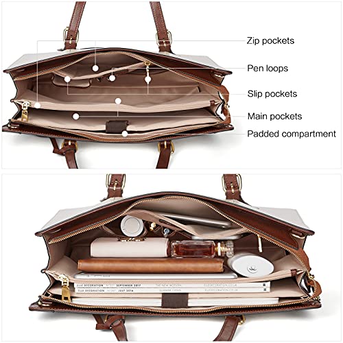 Bostanten Laptop Bag For Women 15.6 Inch Computer Leather Briefcase Vintage Work Tote Handbag #TOP4