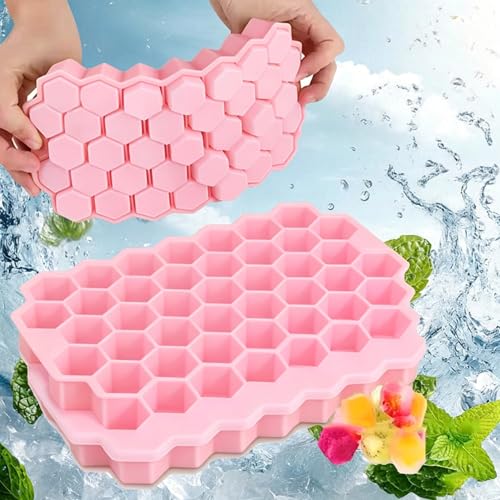 Molde de silicona para cubitos de hielo 37 cubos rosa miniatura 1