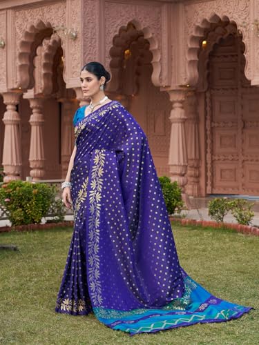 Image of SWORNOF Women's Silk Kanjivaram Kanchipuram Saree With Blouse Piece
