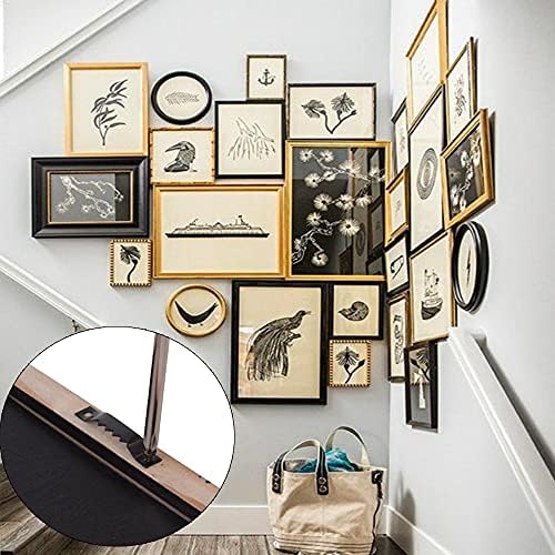 MaYuLa 100 Sets Sawtooth Picture Hangers Canvas Hanging Kits Picture Frame Hangers Hooks Double Hole with Screws for Fixing Photo Painting Crafts Mirror Arts Black 37mmx7mm