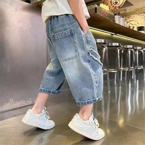 Short jean ample garçon de 4 à 12 ans confortable et élastique coupe moyenne - 7