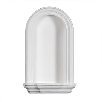 رف حلي UDecor NC-4006 Niche Trinket للمنحوتات الجدارية - تصميم مستوحى من توسكانو، ارتفاع 27-1/2 بوصة، عرض 16-3/4 بوصة وعمق 7-1/2 بوصة، بولي يوريثين متين، لمسة نهائية بيضاء معدة مسبقًا، سهل التركيب