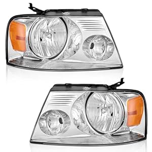WEELMOTO Headlights for 2004-2008 Ford F150 Pickup / 06-08 Mark LT, Headlight Assembly Compatible with 04-08 F150 Headlamp Replacement Chrome Housing