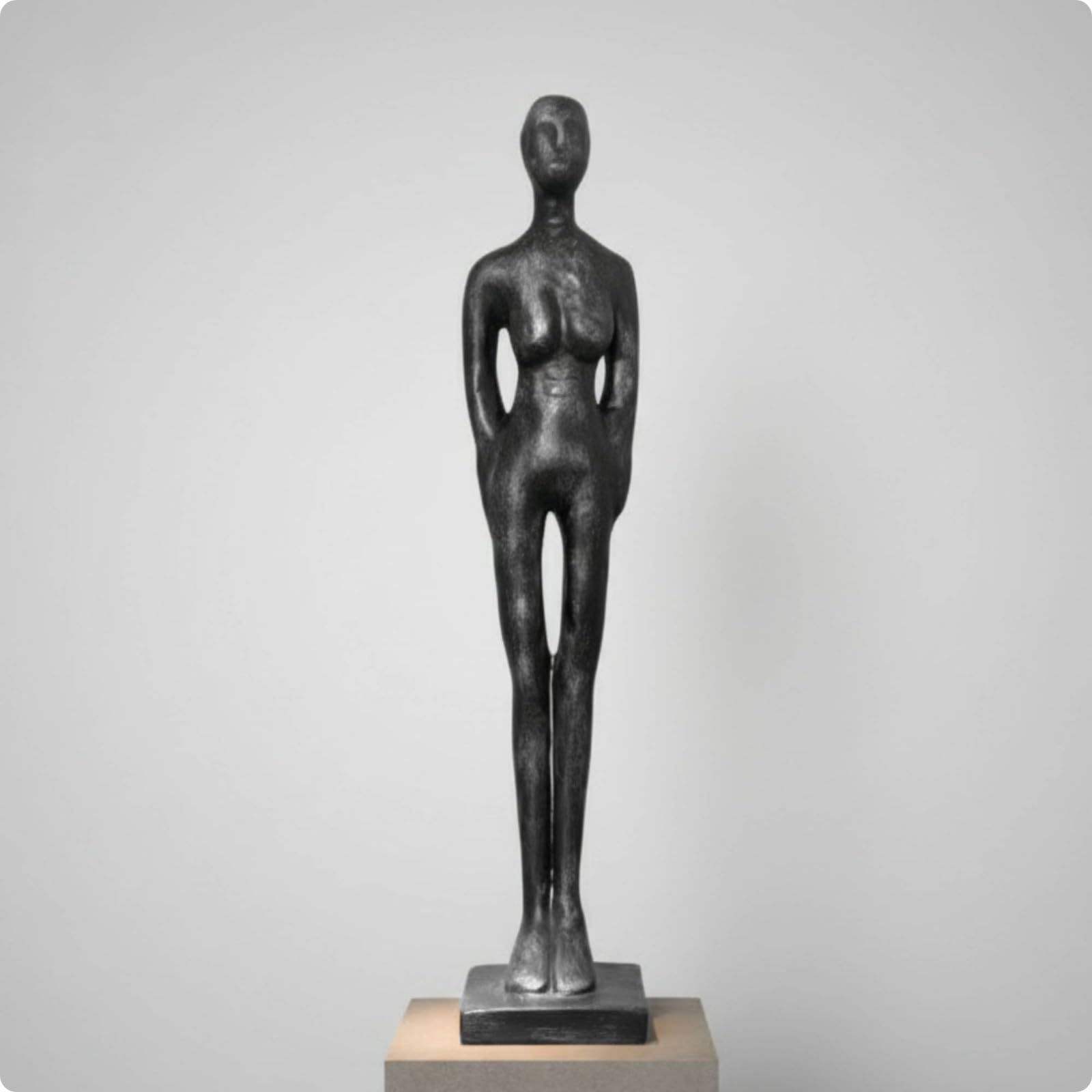 Qianly Escultura Figura Humana Minimalista | Artística, Escultura con Base Rectangular, para Oficina, Plateado, 39CM