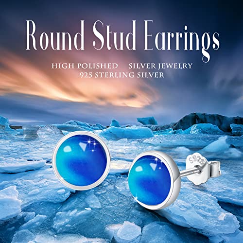 Cuoka Miracle Color Change Stone Earrings S925 Sterling Silver Mood Earrings Magic Mood Stone Stud Earring Color Change Jewelry Hypoallergenic Post Stud Earrings For Women #TOP5