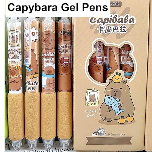 MOZXIRZ 4 Pcs Cute Capybara Bolígrafo Gel 0.5mm Tinta Negra miniatura 3