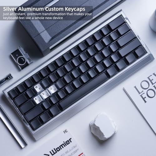 Image of Womier Aluminum Custom Keycaps,Silver CMC Cherry Profile Custom Keycaps