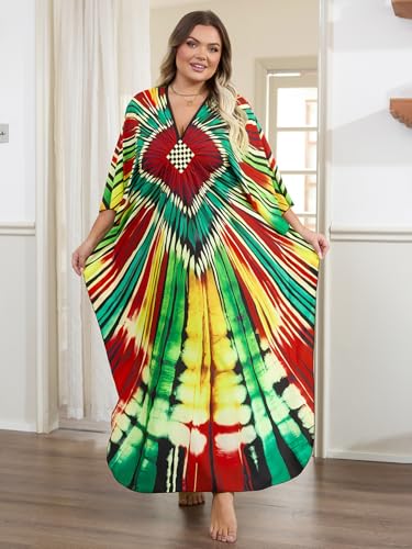 Image of Kaftan Dress for Women - Plus Size Caftan Maxi Beach Dress Moo Moos Loungewear, Swimsuit Cover Up for Beach, Pool or Vacation
