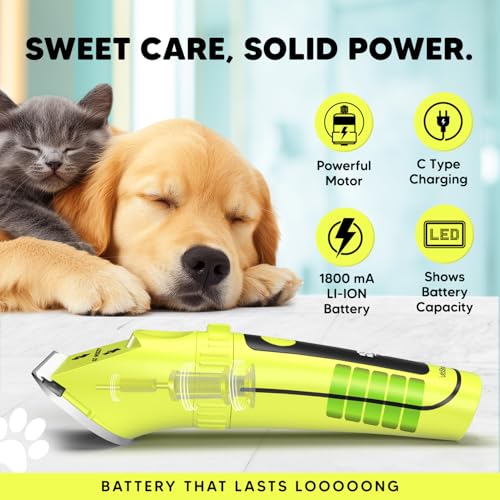 Image of LetsShave EZ-WIZZY Pet Trimmer Pro for Dogs & Cats | Quiet Grooming Clippers | Ceramic Blades | 5-Level Adjustable Blade + 4 Combs | Cordless & Corded | 180 Min Runtime | LED Display | USB-C Charging