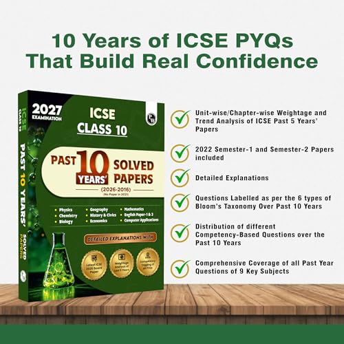 Image of PW ICSE Class 10 Previous Year Question Papers | 10 Years Solved Papers (2016-2026) | Board Exam 2027 | Physics, Chemistry, Maths, Biology, Economics, ... Computer Applications, English Paper 1 & 2