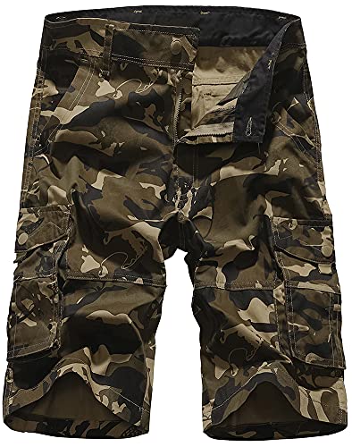 Hjwwin Mens Camo Cargo Shorts Relaxed Fit Cotton Camouflage Army Shorts With Multi Pockets #TOP16