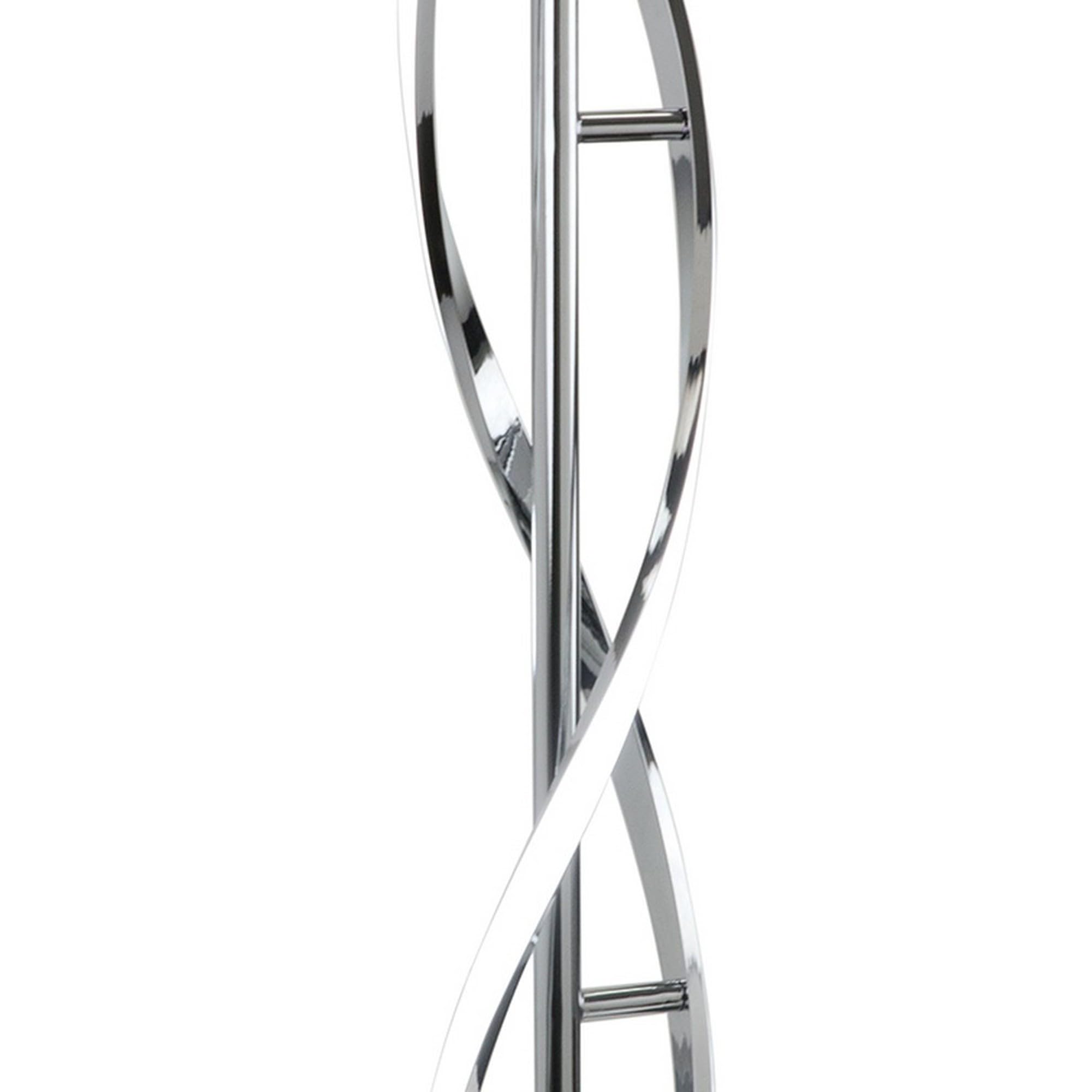 Benjara BM309020 29 in. Jam LED Light Table Lamp with Round Base & Accent Metal Base Chrome & Silver