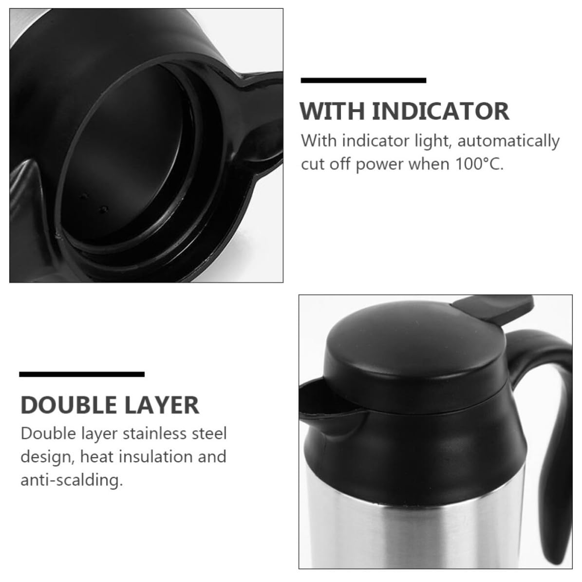 Hervidor Eléctrico de Viaje para Coche 750ml Acero Inoxidable