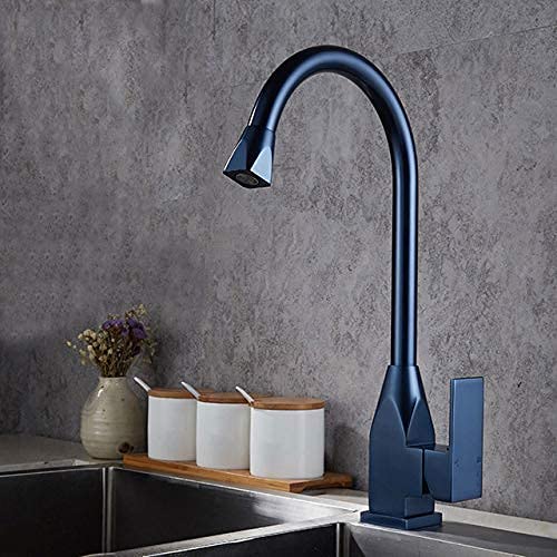 Robinet de cuisine noir et chrome mitigeur eau chaude et froide pour évier