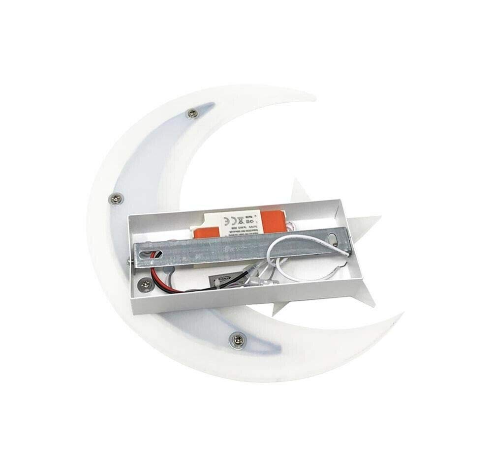 Universo Applique a led illuminazione per interno 11W lampada da parete moderna a forma di luna e stella (Luna a luce fredda con stella luce calda)