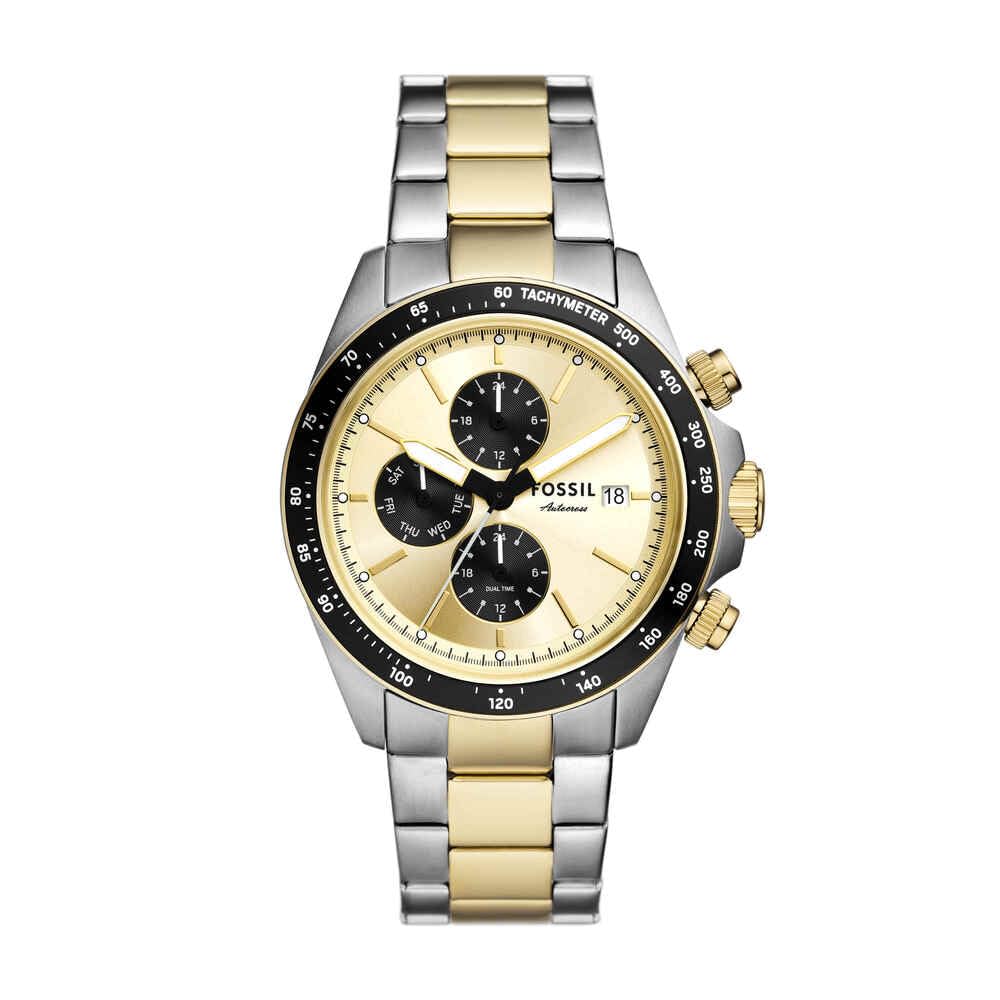 FOSSIL Autocross Uhr für Herren, Quarz Multifunktionswerk mit Edelstahl oder Lederarmband