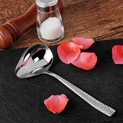 Keawell Hammered 18/10 Stainless Steel Sauce Ladle With Pouring Spout, Great Small Sauce Spoon For Gravies And Dressings, 7.4 Inch #TOP1