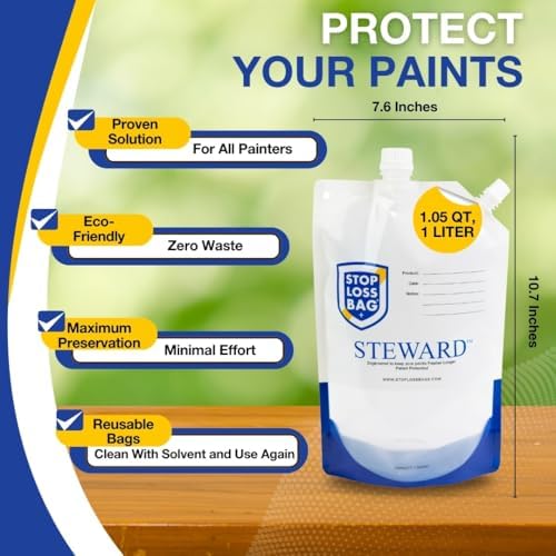StopLossBags 8 Reusable Paint Storage Bags – Airtight Paint Saver Pouches with Funnel & Clip for Easy Pouring, Mixing & Dispensing – Durable Solution for DIY & Pro Painters. 8-Pack, 1 Liter Each - 1