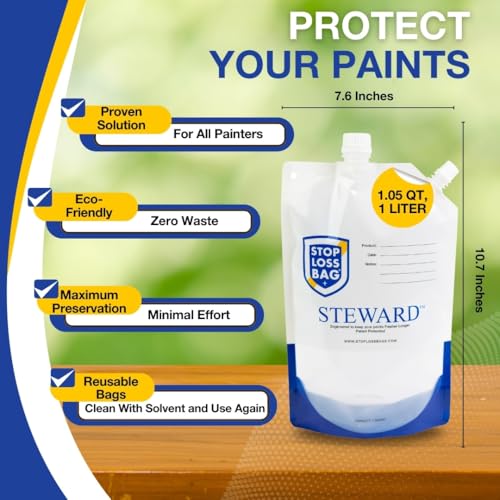 StopLossBags 8 Reusable Paint Storage Bags – Airtight Paint Saver Pouches with Funnel & Clip for Easy Pouring, Mixing & Dispensing – Durable Solution for DIY & Pro Painters. 8-Pack, 1 Liter Each