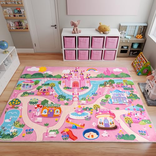 Tapete para niños rosa Castillo, ultra suave, 3x4ft miniatura 3