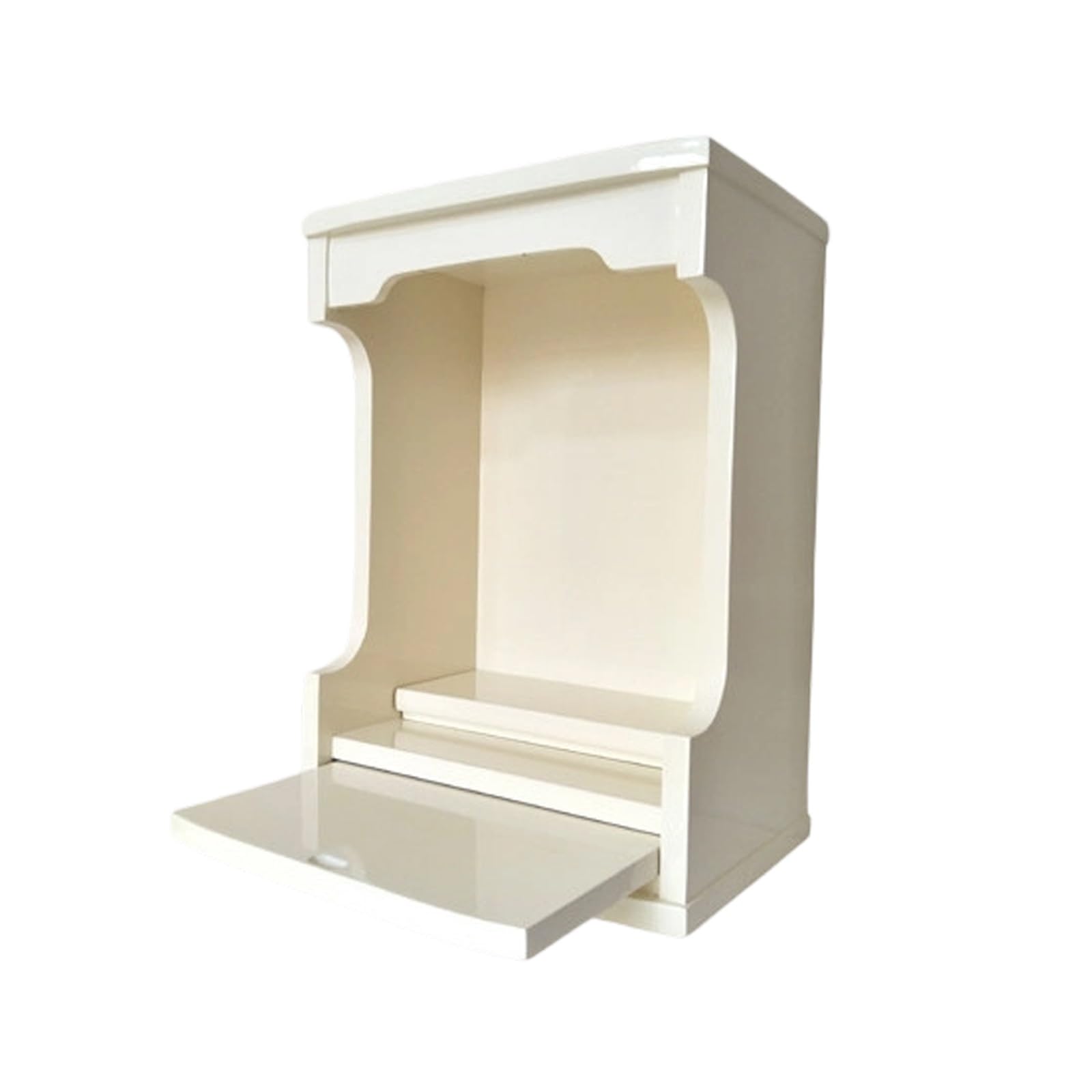 JNTFNE Wall Mounted/Desktop Solid Wood Buddhist Altar，Household Shrine Meditation Table,Guan Gong & God of Wealth Statue Display Cabinet for Prayer and Incense Tribute(White,80.5cm/31.7in)