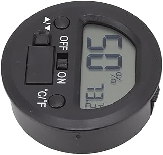 Electronic Temperature Humidity Meter, Round Portable Eco Friendly ABS Embedded Memory Function Temperature Humidity Gauge Intelligent Detection for Crawl Box