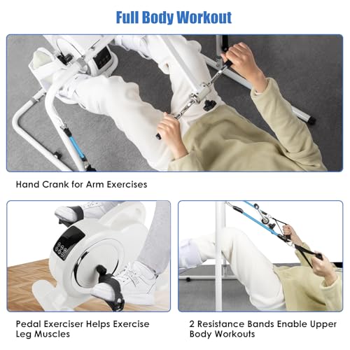 Image of Bed Exercise Equipment for Elderly - Bed Bike with Electric Pedal Exerciser for Seniors & Limited Mobility: Auto Leg Exercise, Improves Circulation & Mobility, Arm & Leg Workout