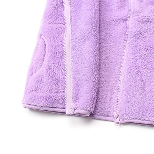 Jeskids Girls Sherpa Fleece Vest Outwear Lightweight Solid Color Cute Jacket With Pockets 2-3 Years Purple thumb #5