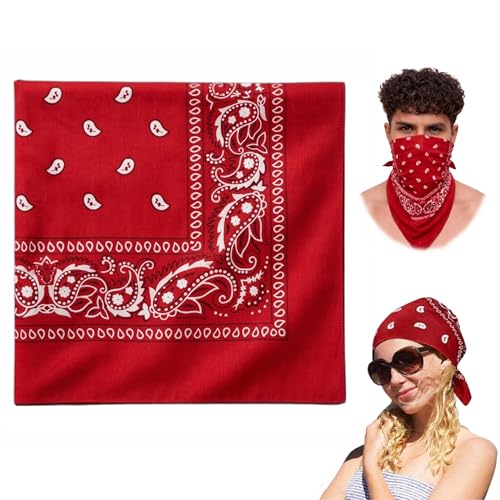 Image of VRONZO Unisex Soft Breathable 100% Cotton Bandana for Men & Women | Head Band for Men Bike Riding, Scarf for Men, Head Scarf for Women, Multi-Purpose Paisley Printed Square 50x50 cm