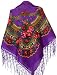 Halstuch mit traditionellem ukrainischem/polnischem/russischem Blumenmuster und Fransen - Violett -