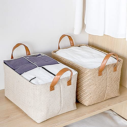 2 stks Geweven opslagmand Eco- vriendelijke Home Opbergdoos Opvouwbare Organizer Box Handgrepen Wasserij Mandkets… - Image 3