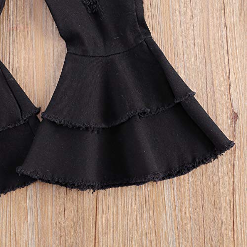 image for FAROOT Toddler Baby Girl High Waist Denim Ripped Jeans, Solid Bell Bot