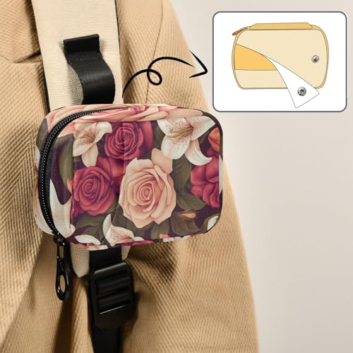 Image of Roses and Lily Flowers Cute Pill Organizer Weekly Travel Pill Box 7 Day Large Capacity Pill Dispenser Case with 8 Pill Container Daily Pill Box Organizer Vitamin Holder Pill Bot