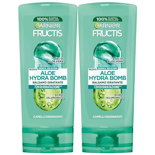 Balsamo Per Capelli Idratante, ALOE HYDRA BOMB, 72H Di Idratazione. Con Gel Di Aloe Vera e Acido Ialuronico. Per Capelli Disidratati. Senza Siliconi 200ml (2 Unità)