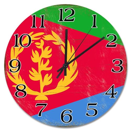 Horloge murale Érythrée décorative ronde de 25,4 cm pour maison - 2