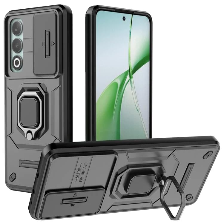 Image of Glaxx Heavy Duty Armor Back Case Cover for Oneplus Nord CE 4 5G - Magnetic Kickstand Ring with Camera Shutter Protection, Rugged Bumper Hard Back Cover for Oneplus Nord CE 4 5G (PC & TPU|Black)