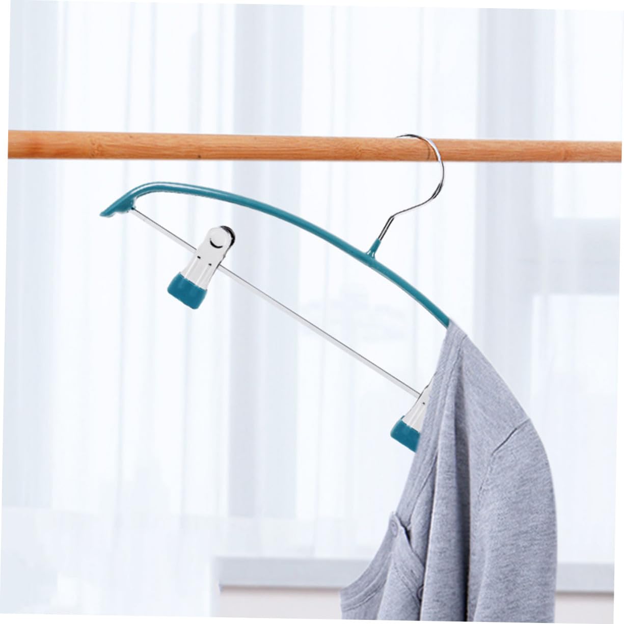 Perchas Antideslizantes para Ropa Clip, 5 Unidades, Color Verde Oscuro, Diseño Semicircular, Material Plástico Recubierto, para Adultos, Uso Doméstico y Organización De Armarios